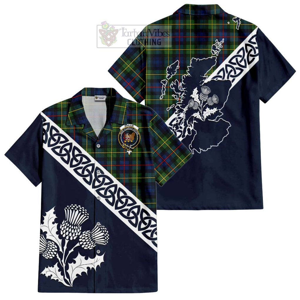 Baillie (Bailey) Tartan Hawaiian Shirt Featuring Thistle and Scotland Map Kid - Tartan Vibes Clothing