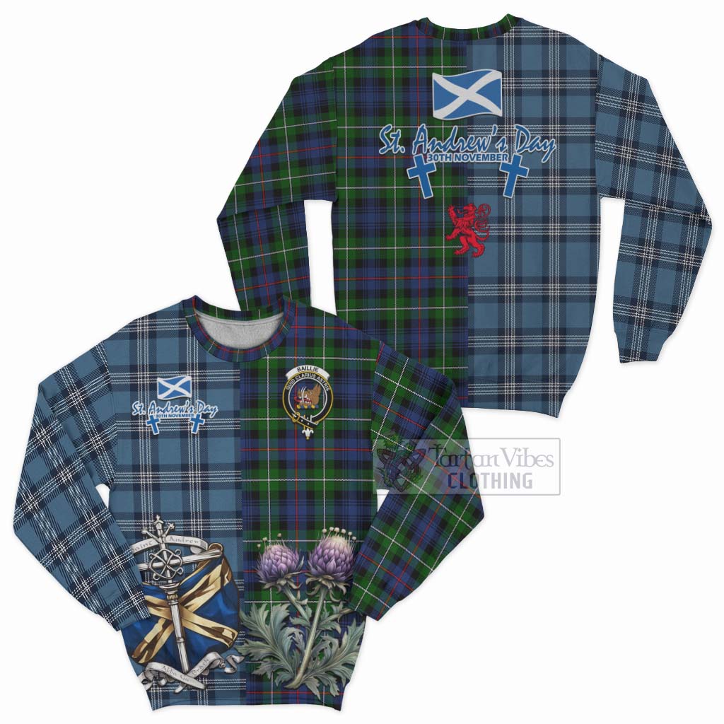 Baillie (Bailey) Tartan Sweatshirt Happy St. Andrew's Day Half Tartan Style Unisex - Tartan Vibes Clothing