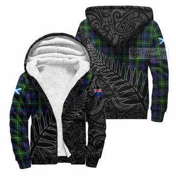 Baillie (Bailey) Crest Tartan Sherpa Hoodie with New Zealand Silver Fern Half Style Unisex S - Tartan Vibes Clothing