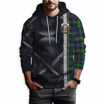 Baillie (Bailey) Tartan Hoodie with Family Crest Cross Sword Thistle Celtic Vibes Pullover Hoodie - Tartan Vibes Clothing