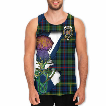 Tartan Vibes Clothing Baillie (Bailey) Tartan Family Crest Men's Tank Top Scottish Thistle Celtic Inspired