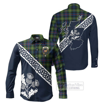 Baillie (Bailey) Tartan Long Sleeve Button Shirt Featuring Thistle and Scotland Map Men's Shirt S - Tartan Vibes Clothing