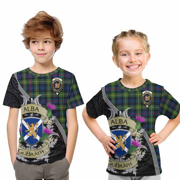 Baillie (Bailey) Tartan Family Crest Kid T-Shirt Lion Rampant Royal Thistle Shield Celtic Inspired Youth XL Size14 - Tartan Vibes Clothing