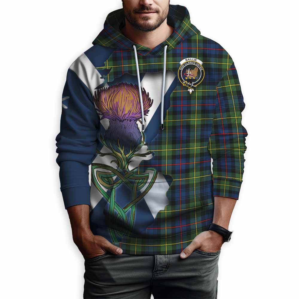 Tartan Vibes Clothing Baillie (Bailey) Tartan Family Crest Hoodie Scottish Thistle Celtic Inspired