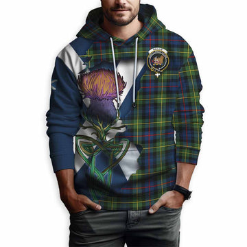 Tartan Vibes Clothing Baillie (Bailey) Tartan Family Crest Hoodie Scottish Thistle Celtic Inspired
