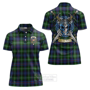 Baillie (Bailey) Tartan Women's Polo Shirt with Family Crest Celtic Skull Style Women - Tartan Vibes Clothing