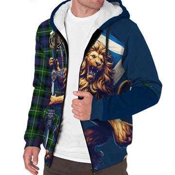 Baillie (Bailey) Tartan Family Crest Sherpa Hoodie with Scottish Majestic Lion Unisex S - Tartan Vibes Clothing