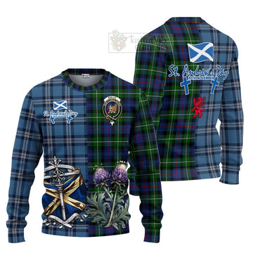 Baillie (Bailey) Tartan Knitted Sweater Happy St. Andrew's Day Half Tartan Style Unisex - Tartan Vibes Clothing