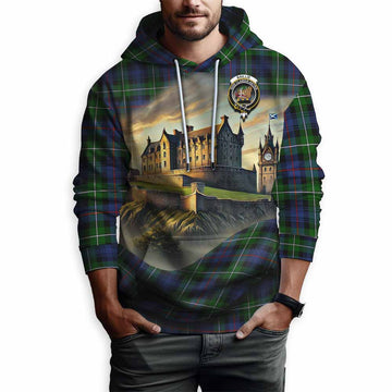 Baillie (Bailey) Tartan Family Crest Hoodie with Scottish Ancient Castle Style Pullover Hoodie - Tartan Vibes Clothing