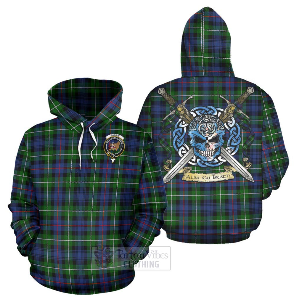Baillie (Bailey) Tartan Hoodie with Family Crest Celtic Skull Style Zip Hoodie - Tartan Vibes Clothing