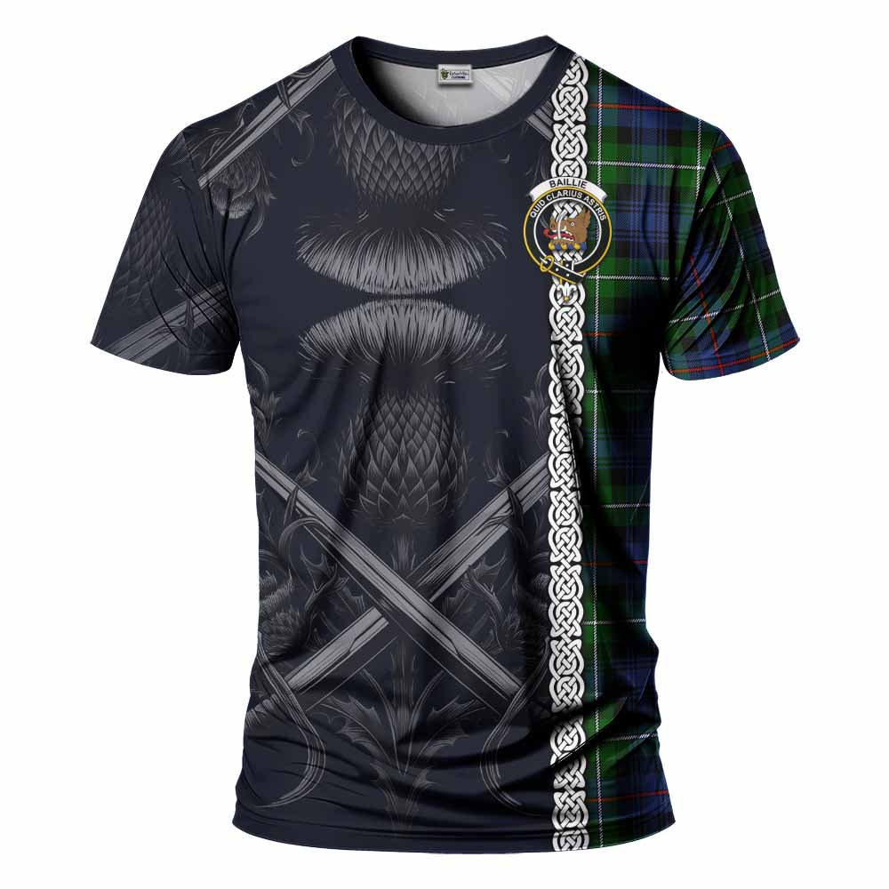 Baillie (Bailey) Tartan T-Shirt with Family Crest Cross Sword Thistle Celtic Vibes Kid's Shirt - Tartan Vibes Clothing