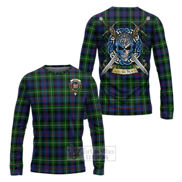 Baillie (Bailey) Tartan Long Sleeve T-Shirt with Family Crest Celtic Skull Style Unisex - Tartan Vibes Clothing