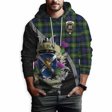 Baillie (Bailey) Tartan Family Crest Hoodie Lion Rampant Royal Thistle Shield Celtic Inspired Pullover Hoodie - Tartan Vibes Clothing
