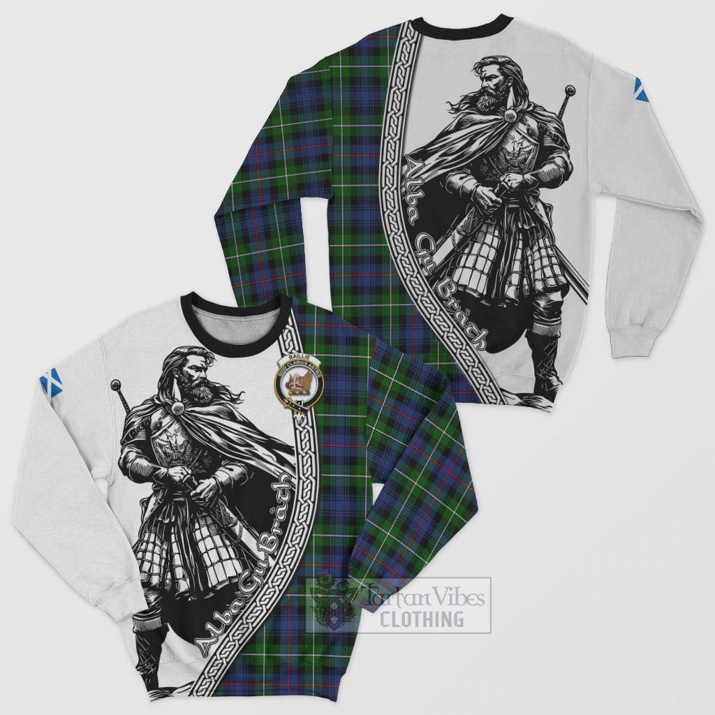 Baillie (Bailey) Tartan Clan Crest Sweatshirt with Highlander Warrior Celtic Style Unisex - Tartan Vibes Clothing