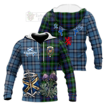 Baillie (Bailey) Tartan Knitted Hoodie Happy St. Andrew's Day Half Tartan Style Unisex Knitted Pullover Hoodie - Tartan Vibes Clothing