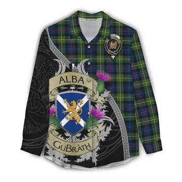 Baillie (Bailey) Tartan Family Crest Women's Casual Shirt Lion Rampant Royal Thistle Shield Celtic Inspired Female - Tartan Vibes Clothing