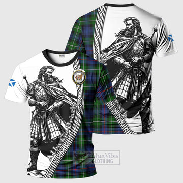 Baillie (Bailey) Tartan Clan Crest T-Shirt with Highlander Warrior Celtic Style