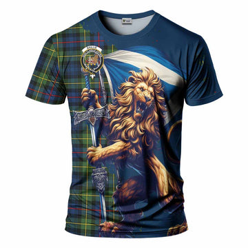 Tartan Vibes Clothing Baillie (Bailey) Tartan Family Crest T-Shirt with Scottish Majestic Lion