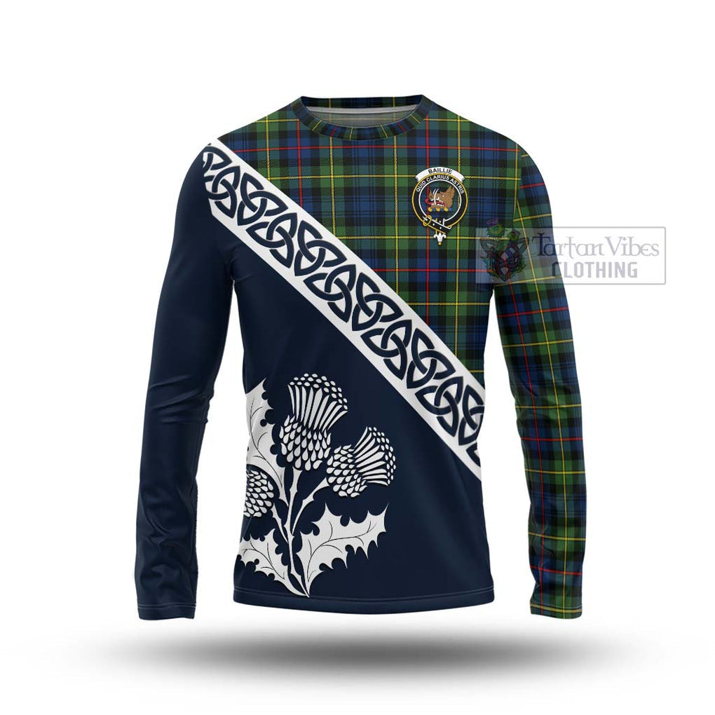 Baillie (Bailey) Tartan Long Sleeve T-Shirt Featuring Thistle and Scotland Map Unisex - Tartan Vibes Clothing