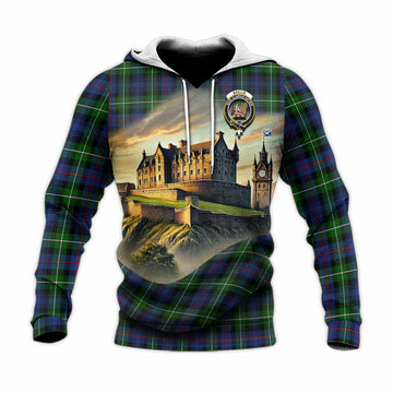 Baillie (Bailey) Tartan Family Crest Knitted Hoodie with Scottish Ancient Castle Style Unisex Knitted Pullover Hoodie - Tartan Vibes Clothing