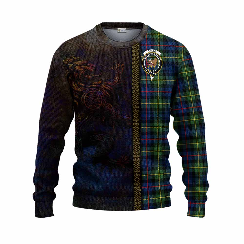 Baillie (Bailey) Tartan Family Crest Knitted Sweater Alba Gu Brath Be Brave Lion Ancient Style Unisex - Tartan Vibes Clothing