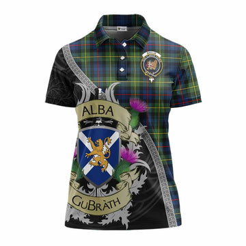Baillie (Bailey) Tartan Family Crest Women's Polo Shirt Lion Rampant Royal Thistle Shield Celtic Inspired Women - Tartan Vibes Clothing