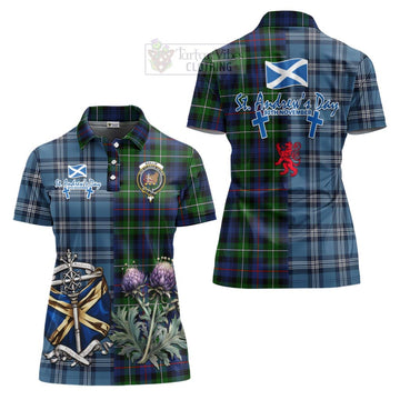 Baillie (Bailey) Tartan Women's Polo Shirt Happy St. Andrew's Day Half Tartan Style Women - Tartan Vibes Clothing