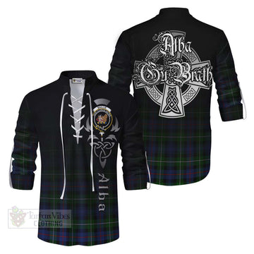 Baillie (Bailey) Tartan Ghillie Kilt Shirt Featuring Alba Gu Brath Family Crest Celtic Inspired Men - Tartan Vibes Clothing