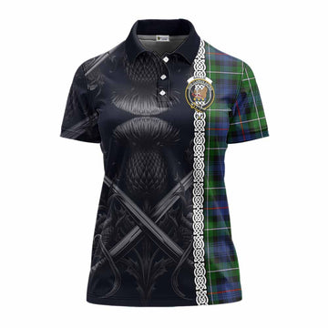 Baillie (Bailey) Tartan Women's Polo Shirt with Family Crest Cross Sword Thistle Celtic Vibes Women - Tartan Vibes Clothing