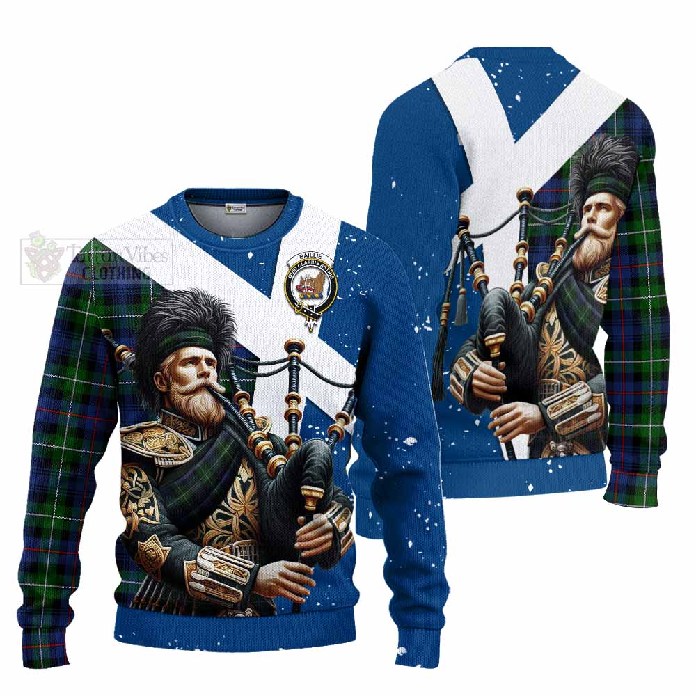 Baillie (Bailey) Tartan Knitted Sweater with Family Crest Scottish Bagpiper Vibes Unisex - Tartan Vibes Clothing