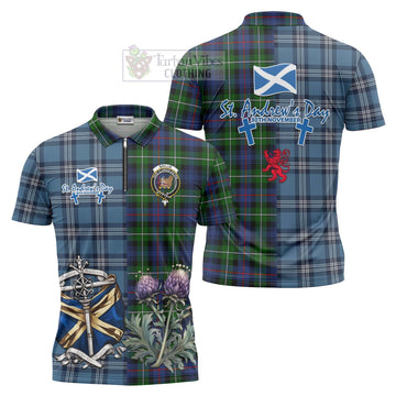 Baillie (Bailey) Tartan Zipper Polo Shirt Happy St. Andrew's Day Half Tartan Style Unisex - Tartan Vibes Clothing
