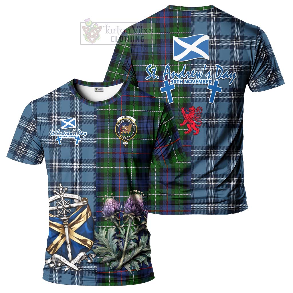 Baillie (Bailey) Tartan T-Shirt Happy St. Andrew's Day Half Tartan Style Kid's Shirt - Tartan Vibes Clothing
