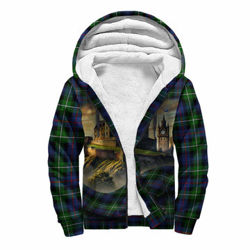 Baillie (Bailey) Tartan Family Crest Sherpa Hoodie with Scottish Ancient Castle Style Unisex S - Tartan Vibes Clothing