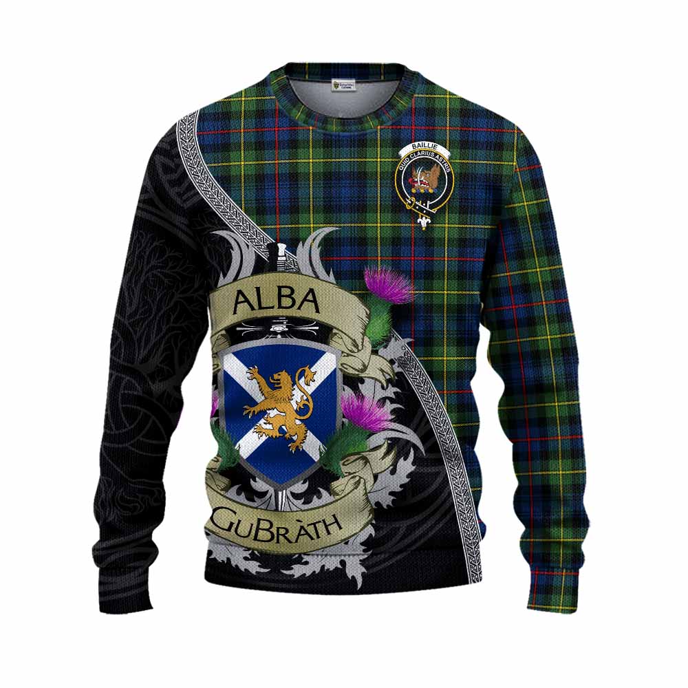 Baillie (Bailey) Tartan Family Crest Knitted Sweater Lion Rampant Royal Thistle Shield Celtic Inspired Unisex - Tartan Vibes Clothing