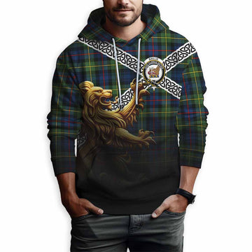 Baillie (Bailey) Crest Tartan Hoodie with Golden Lion Emblem Celtic Style Pullover Hoodie - Tartan Vibes Clothing