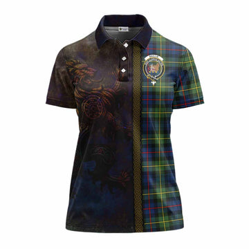 Baillie (Bailey) Tartan Family Crest Women's Polo Shirt Alba Gu Brath Be Brave Lion Ancient Style Women - Tartan Vibes Clothing