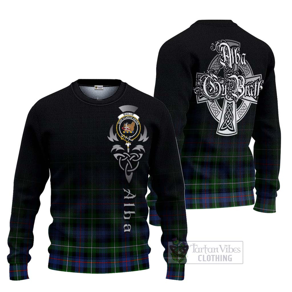 Baillie (Bailey) Tartan Ugly Sweater Featuring Alba Gu Brath Family Crest Celtic Inspired Unisex - Tartan Vibes Clothing