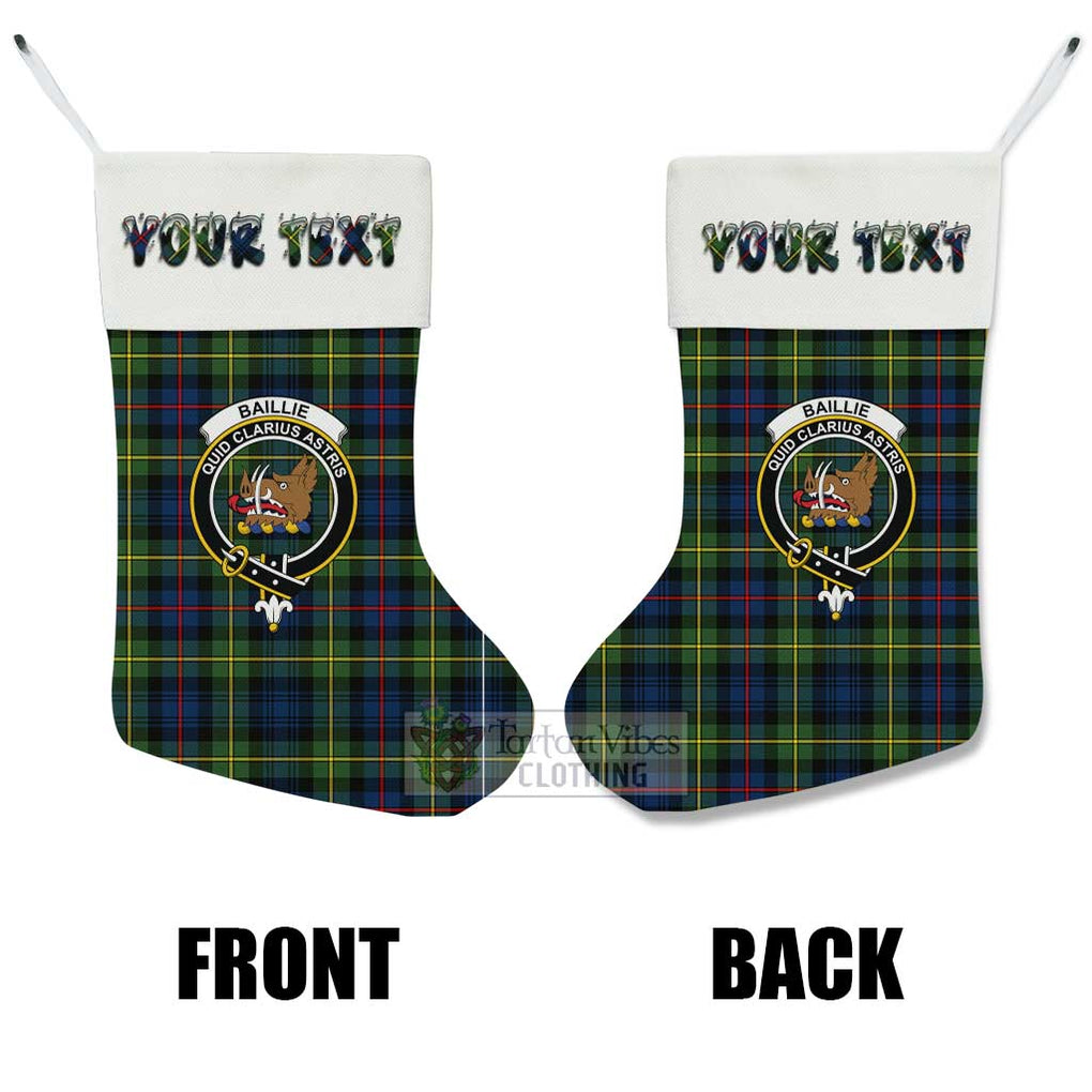 Baillie (Bailey) Tartan Family Crest Christmas Stocking with Personalized Text - Tartan Vibes Clothing