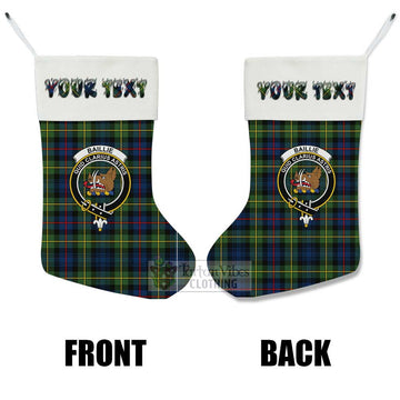 Baillie (Bailey) Tartan Family Crest Christmas Stocking with Personalized Text - Tartan Vibes Clothing