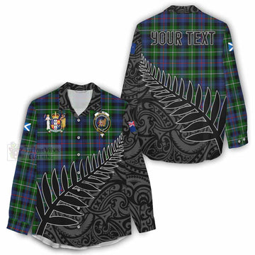 Baillie (Bailey) Crest Tartan Women's Casual Shirt with New Zealand Silver Fern Half Style - Tartan Vibes Clothing