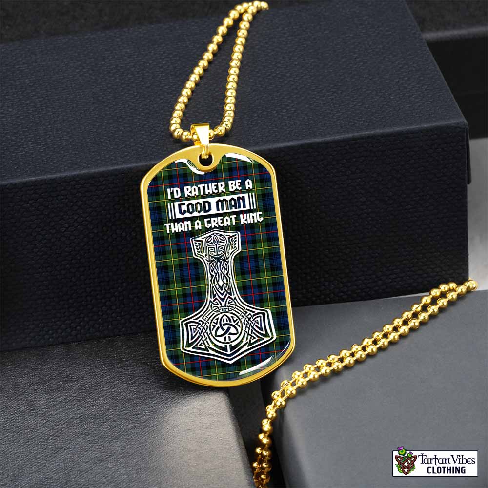 Baillie (Bailey) Tartan Dog Tag Necklace Viking Mjolnir Style Gold No - Tartan Vibes Clothing