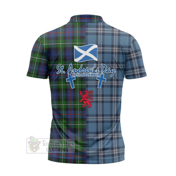 Baillie (Bailey) Tartan Zipper Polo Shirt Happy St. Andrew's Day Half Tartan Style - Tartan Vibes Clothing
