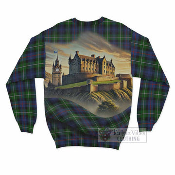 Baillie (Bailey) Tartan Family Crest Sweatshirt with Scottish Ancient Castle Style - Tartan Vibes Clothing
