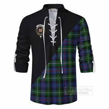 Baillie (Bailey) Tartan Ghillie Kilt Shirt with Family Crest and Military Logo Style - Tartan Vibes Clothing