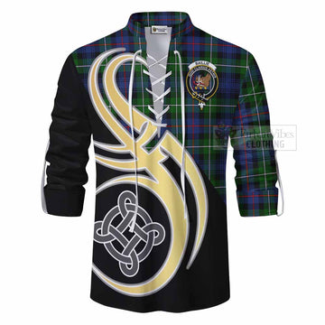 Baillie (Bailey) Tartan Ghillie Kilt Shirt with Family Crest and Celtic Symbol Style - Tartan Vibes Clothing