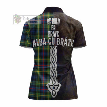 Baillie (Bailey) Tartan Family Crest Women's Polo Shirt Alba Gu Brath Be Brave Lion Ancient Style - Tartan Vibes Clothing