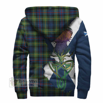 Tartan Vibes Clothing Baillie (Bailey) Tartan Family Crest Sherpa Hoodie Scottish Thistle Celtic Inspired