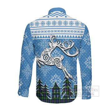 Baillie (Bailey) Clan Christmas Long Sleeve Button Shirt Celtic Reindeer Style Men's Shirt - Tartan Vibes Clothing