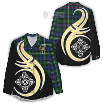 Baillie (Bailey) Tartan Women's Casual Shirt with Family Crest and Celtic Symbol Style - Tartan Vibes Clothing