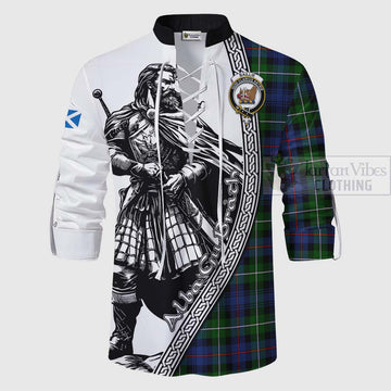 Baillie (Bailey) Tartan Clan Crest Ghillie Kilt Shirt with Highlander Warrior Celtic Style - Tartan Vibes Clothing